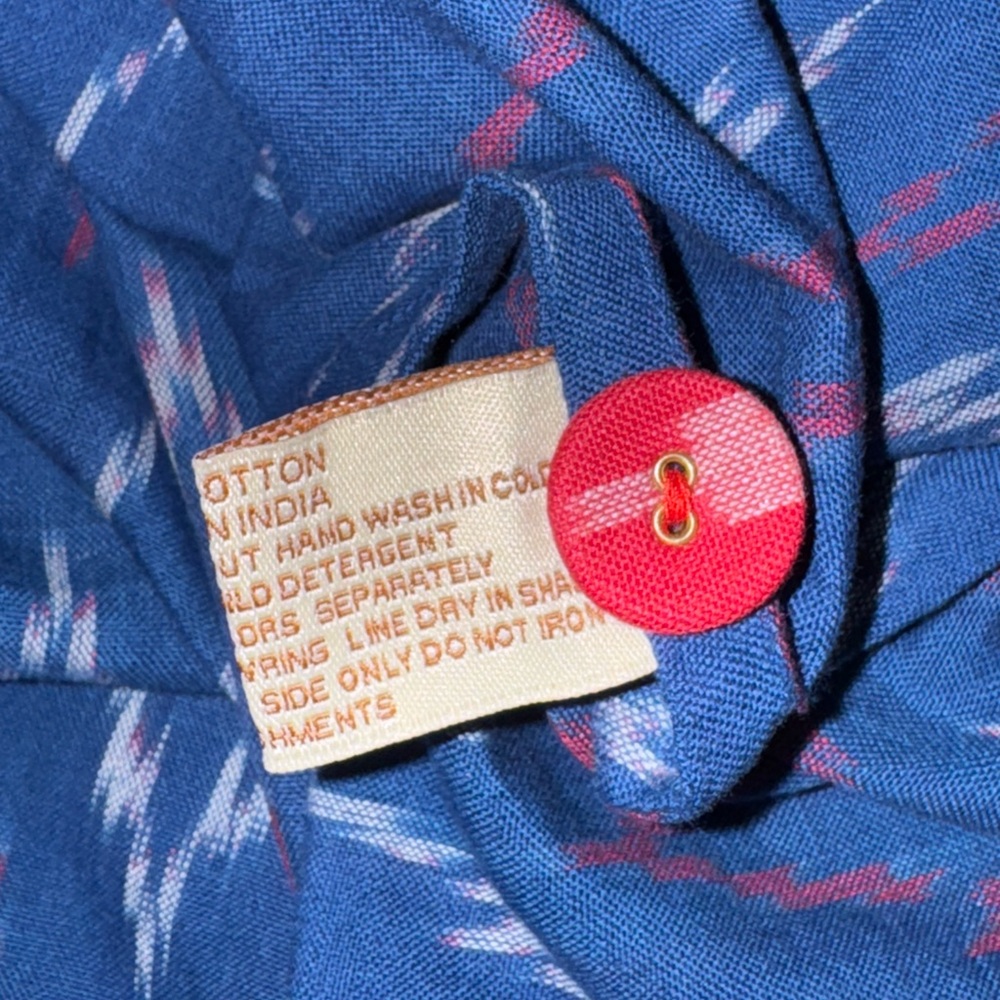 Jaypore NWOT indigo blue cinch neck cotton A line dress XL India - Picture 11 of 12